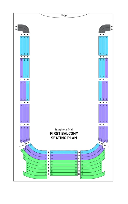 FY26 BPYO Symphony Hall First Balcony Seating Chart
